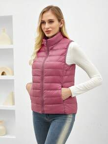 ZIAI Women Stand Collar Lightweight Short Down Vest In Multicolor Casual Outdoor Autumn Winter Vest For Women