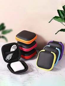 6/1pc耳机包 数据线收纳盒 收纳袋 方形收纳盒 便携耳机收纳包 迷你零钱收纳包 多功能收纳包 化妆包 数据线 香水收纳包 - 彩色 - 查看 9
