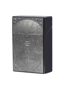 1 pieza Estuche de cigarrillos de plástico con diseño único de calavera con corazón, almacena 20 cigarrillos, caja de cigarrillos portátil y creativa, adecuada para hombres y mujeres, regalo, útiles escolares, funda de cigarrillos, almacenamiento de cigarrillos