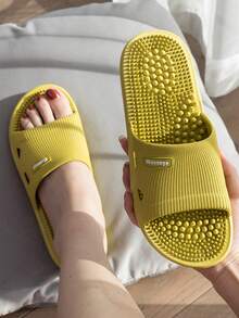 Men's Massage Slide Sandals, Summer Shower Anti-Slip Shoes, Women's House Slippers With High And Low Pressure Raised Soles, Comfortable PVC Material - Green - View 3