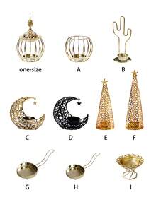 1pc Flower Design Candle Holder Gifts Birthday Graduation - Gold - View 10