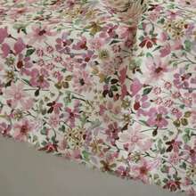50/100/200/300*145cm 精致柔软的高品质植物棉质薄纱面料，带有优雅的花卉印花图案，适合所有季节 DIY 服装、工艺和时装设计 - 粉色 - 查看 6