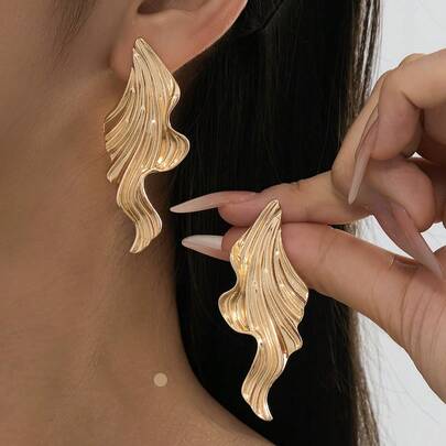 2 chiếc khuyên tai đính đá bất đối xứng tối giản thời trang, phụ kiện đa năng phù hợp cho nữ, trang phục đi nghỉ