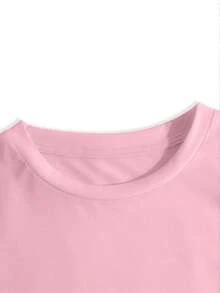 Women's Casual Summer Holiday Ocean Creature & Letter Print Plus Size T-Shirt - Pink - View 5