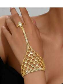 1 accesoriu de modă european și american - brățară personalizată cu lanț decorativ cu diamante și grilă, accesoriu decorativ strălucitor