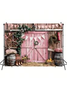 Rural Western Cowboy Party Background - Multi Functional Photo Booth Background, Suitable For Birthdays And Events, With Wooden House And Barn Design - Multicolor - View 4
