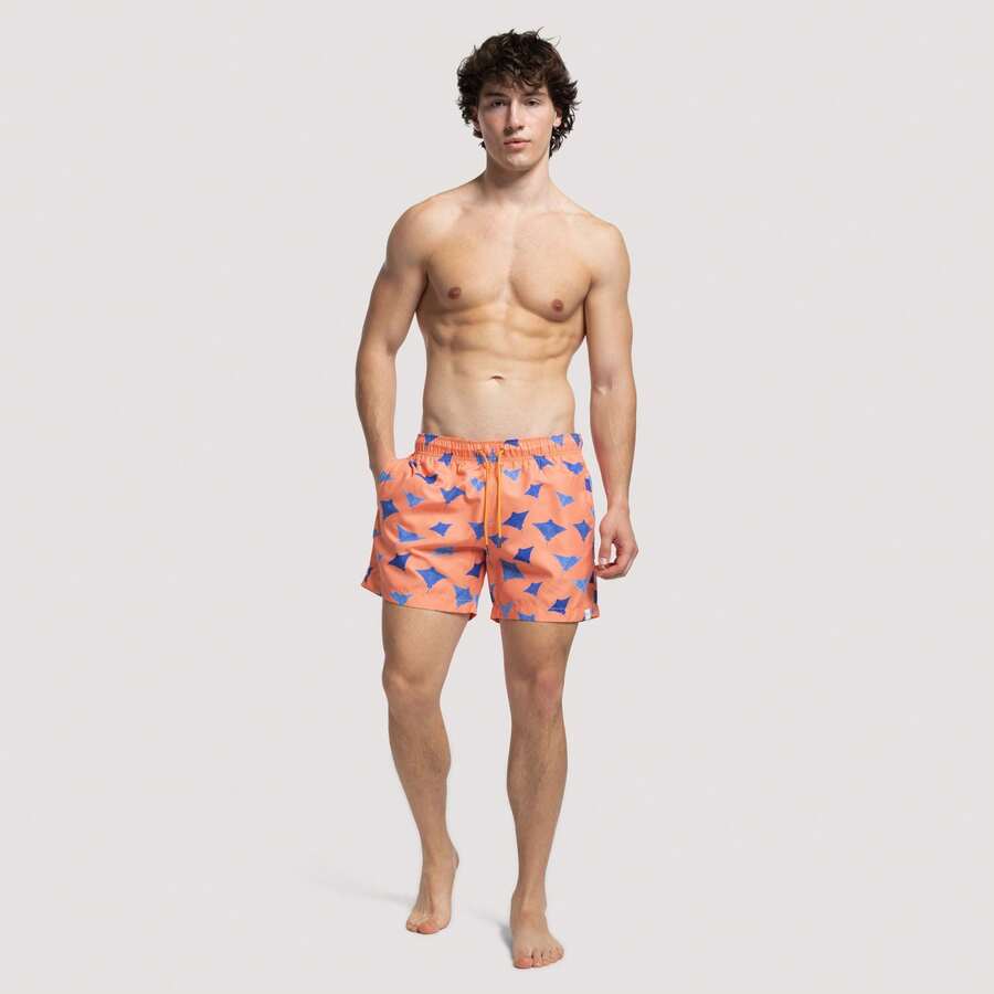 Apres Life Men's Soft Stretchy Quick-Dry Office Weekend Training Orange MANTAORANGESHORTS - Orange - View 1