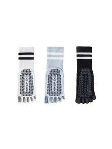 1/3/6 đôi tất tập yoga chuyên nghiệp nhiều màu cho nữ, tất đi sàn silicon chống trượt, tất cổ chân trong nhà dành cho tập Pilates, thể dục, tất thể thao ống dài mùa xuân/hè, tất ngón chân - Nhiều màu - Xem 13