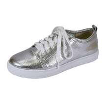 Fuzzy Anita Women's Wide Width Comfort Lace-Up Sneakers, Casual Shoes - 銀色 - 查看 1