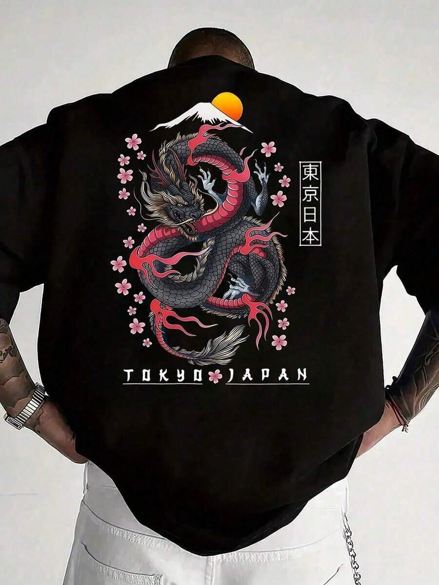 Playera/Camiseta 100% algodón Camiseta de manga corta holgada con estampado de moda para hombres SU ER | Diseño exquisito | Esencial de verano | Fácil de combinar, mostrando tu estilo - Negro - Ver 1