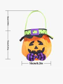 1 件万圣节帽子圆形糖果手提袋，9.84 * 6.3 英寸南瓜、女巫、黑猫、吸血鬼手提袋，适用于万圣节、节日派对、卧室、客厅、房间装饰、家居装饰、送礼和礼物 - 彩色 - 查看 5