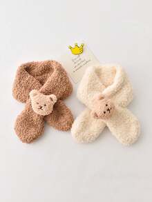 1pc Kids Winter Scarf, Toddler Thick Warm Fleece Neck Warmer, Cute Bear Design, Windproof For Outdoor, Suitable For 2-8 Years Old - Plush Bear Scarf - View 4