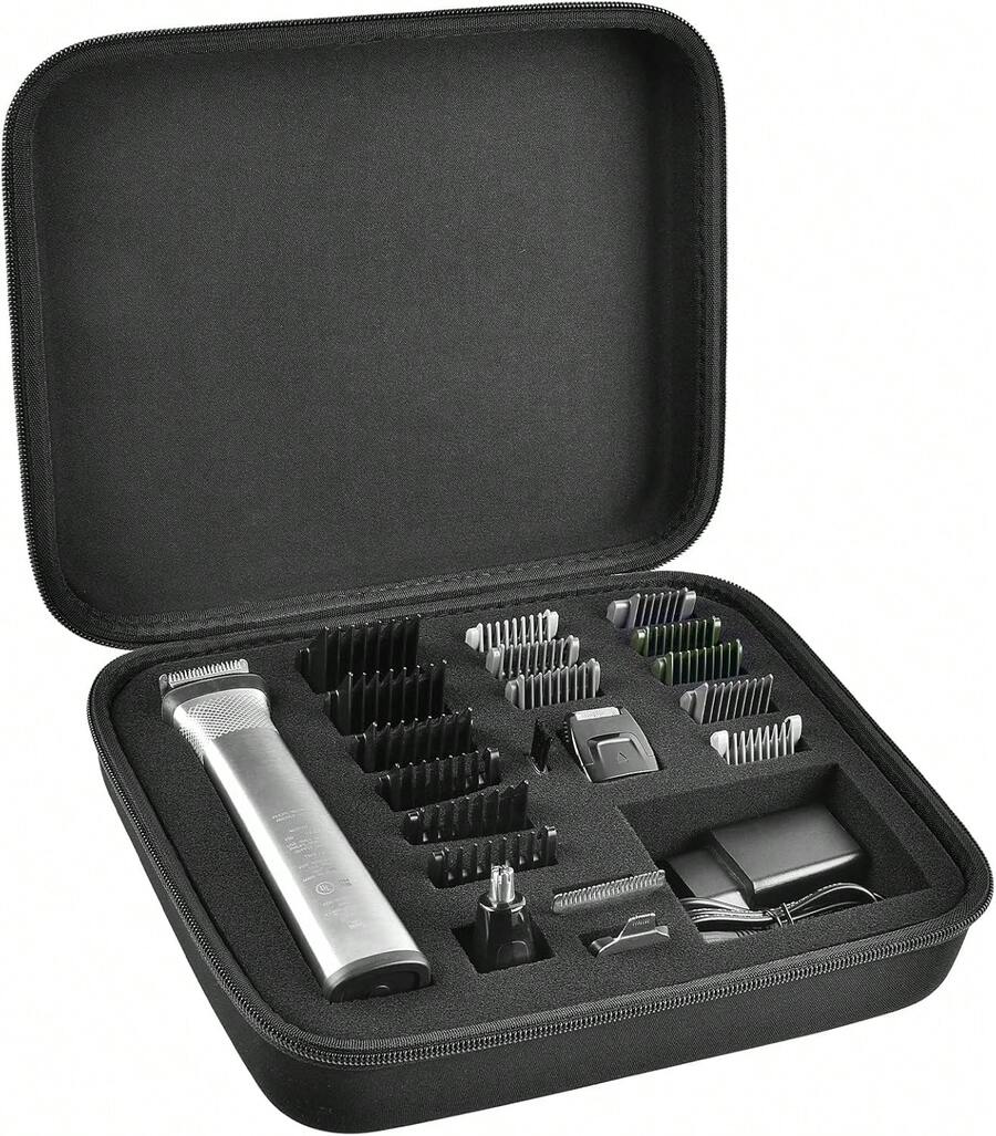 Case Compatible With Philips For Norelco Multigroom Series 7000 5000 Men's Grooming Kit With Trimmer MG7750/49 MG7910/49 MG9510/60. Storage Holder For Attachment Trimmers (Box Only) -Black Inner,9058478