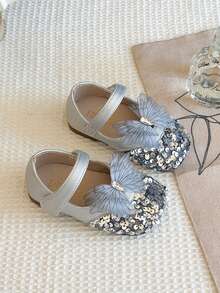Children's Princess Shoes Summer 2025 New Style Girls' Leather Shoes Bow Sequin Girl Shoes Bean Shoes - Silver - View 2