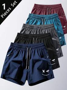 1 Quần đùi thể thao chạy bộ cho nam, Quần đùi thể dục ngoài trời khô nhanh mùa hè - Màu xanh hải quân - Xem 4