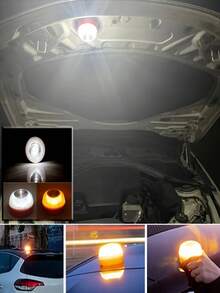 LED汽车应急灯手电筒磁感应频闪灯道路事故灯警示灯配件 - 白黃 - 查看 12