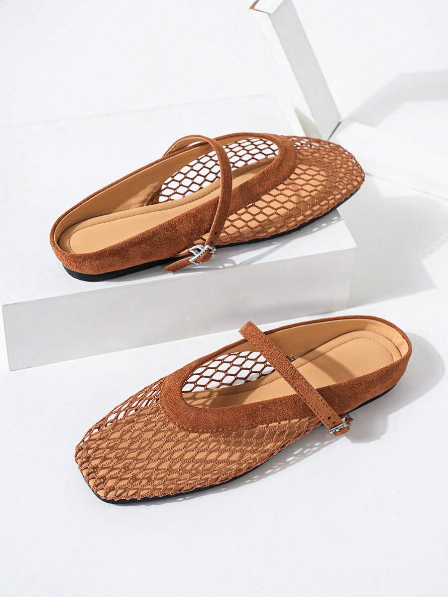 Zapatos casuales cómodos y versátiles para mujer, sandalias de malla de suela blanda y fácil de poner, mocasines cerrados transpirables, bailarinas ligeras, sandalias trenzadas de estilo retro para el verano