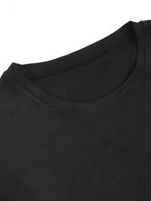 COCOC 2025 New Summer Loose Pattern Round Neck Shirt,Men'S & Women'S Rock Band Graphic T-Shirt - Black Casual Summer Crew Neck Tee With Guitar & Stars Design, Polyester Short Sleeve, Regular Fit, All-Season Music Fan Apparel, Rock Band T Shirts - màu đen - Xem 5