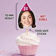 Decoración personalizada de tapa de magdalena con cara - Decoración de fiesta de primer cumpleaños, recorte de cara, decoración de pastel personalizada, decoración de cumpleaños, tapa de magdalena con cara, magdalena con cara personalizada, primer cumpleaños, decoración de cumpleaños, cara en un palo, tapa imprimible, decoración de fiesta, fiesta de cumpleaños, tapa editable, tapa con cara, fiesta de perro, fiesta de cumpleaños, tapa de magdalena, multifuncional, ornamental, de alta calidad, organizador de viaje - Multicolor - Ver 2