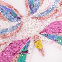 Woms Glitter Sequin Crop Top Low-Cut Top Rave Tube Vest Top Belly Dance Costume Outfits - 金色&藍色&粉紅色蝴蝶 - 查看 6