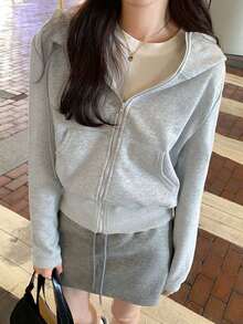 Retro American Style Cropped Hoodie Jacket For Women, Ins Short Tops For Petite, Early Autumn