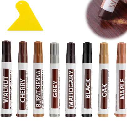 Kit de reparo de piso laminado com caneta térmica, kit de reparo de móveis de piso de vinil de madeira, linóleo, cera dura, marcador de retoque, cobertura de arranhões, manchas, rachaduras, buracos para portas, armários, mesas
