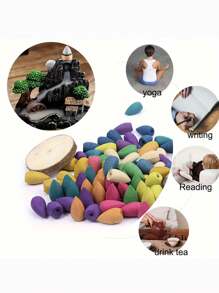 100 szt. naturalnych stożków kadzidełkowych z przepływem zwrotnym: jaśmin, róża, lilia, drzewo sandałowe, osmantus, piołun, agar, lawenda