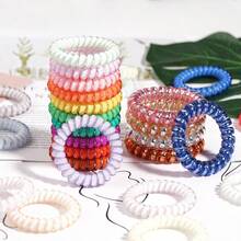 M32Pcs Spiral Hair TiesNo Crease Coil Hair Ties Phone Cord Hair Elastics Coils Candy Colors Spiral Bracelets Ponytail Holders Hair Accories For Women Girls5001 - 什錦顏色 - 查看 4