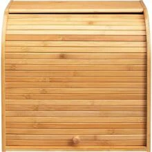 Bamboo Bread Bin With Rolling Shutter Door 2-Layer Bread Storage Box For Kitchen