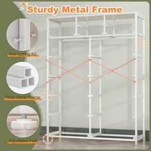 Sturdy 52.2"H  Tall Fabric Dresser With Wood Top & Metal Frame , Multi-Use And Large Capacity Clothes Storage For Bedroom  , White - 白色 - 查看 3
