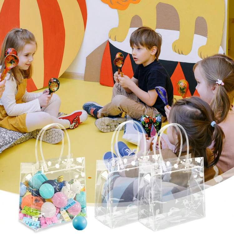 20pcs Transparent PVC Handbag, Holiday Birthday Candy Flower Petal Gift Bag, PVC Jelly Cosmetic Handbag, Holiday Party Handbag, Holiday Gift Bag, Reusable Transparent Handbag, Small Business Supplies, Best Value Items, Shopping Bag, Party Bag, Wedding Birthday Party Gift Bag, Handmade Handbag, Party Favors, Cheapest Items Available - Clear - View 7