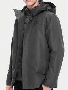 CAMEL CROWN Men's Cold-Resistant Jacket Three-In-One Detachable Waterproof Down Jacket - Ink Gray - View 2
