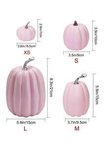 1 套人造南瓜，粉色塑料南瓜，4 种尺寸，适合秋季万圣节、桌面装饰、假南瓜、感恩节、餐桌中心装饰、壁炉架、厨房婚礼朋友赠送派对家居装饰
