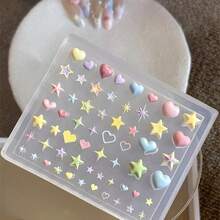 1 khuôn silicon tái sử dụng hình trái tim và nơ 3D, chất liệu trong suốt, có thể tạo hình ngôi sao và vỏ sò, khuôn khắc móng, dụng cụ trang trí làm đồ trang sức DIY, khuôn trang trí móng 3D dễ thương. - Nhiều màu - Xem 7