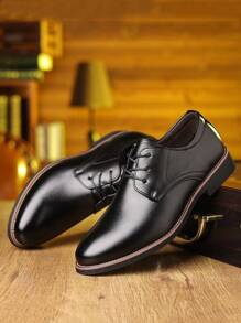New Men's Business Casual Leather Lace-Up Shoes, Simple Fashion Versatile Formal Dress Shoes For Wedding Formal/Business Formal