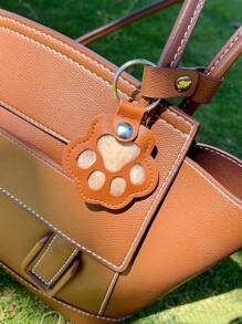 1pc Commemorative Leather Pet Hair Keepsake Bag - Multipurpose Portable Keychain, Suitable For Cats And Dogs, Pet Memorial Hair Storage Box