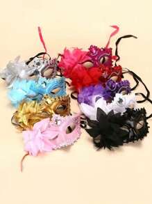 1 件万圣节公主舞会面具，电镀彩绘侧花半脸百合面具