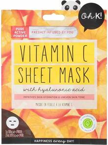 Oh K!Vitamin C Sheet Mask For Dry And Dehydrated Skin, With Added Hyaluronic Acid, Brightening Face Mask, , Vegan And Cruelty Free, 41g - Vitamin C - Xem 2