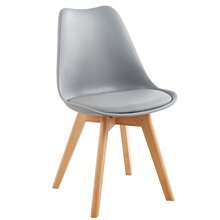 Shally Dogan Set 4 Sedie per Sala da Pranzo con Piedi in Legno e Seduta con Morbida Imbottitura, Sedia Design Nordico, Poltrona Stile Scandinavo Ideale per Cameretta, Cucina, Ufficio - Grigio - Visualizzare 3