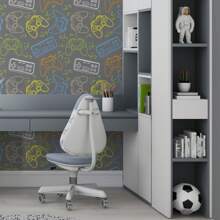 Game Controller Vinyl Adhesive Wallpaper Gray Colored Children's Room Game Room