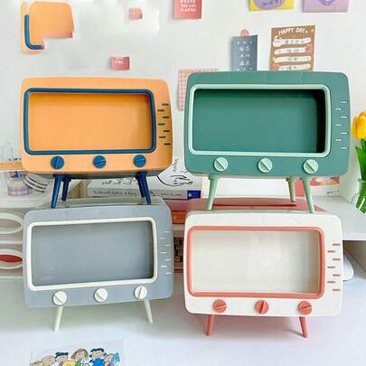 1 adet Yaratıcı TV Şeklinde Mendil Kutusu, Lüks Plastik Çok Fonksiyonlu Dekoratif Masaüstü Saklama Kutusu, Oturma Odası/Ofis İçin Mendil Tutucu, Zarif Ev Dekorasyon Aksesuarı, Mendil, Kumanda, Kalem ve Küçük Ofis Malzemeleri İçin Yerden Tasarruf Sağlayan Düzenleyici, Şık Masa Orta Parçası, Dayanıklı Yüzeyli Modern Minimalist Tasarım, Kullanışlı ve Kolay Erişimli Mendil Dispenseri, Oturma Odası ve Çalışma Alanı İçin Şık ve Modaya Uygun Saklama Çözümü, Ev ve Ofis Dekorasyonu İçin İdeal Hediye Fikri