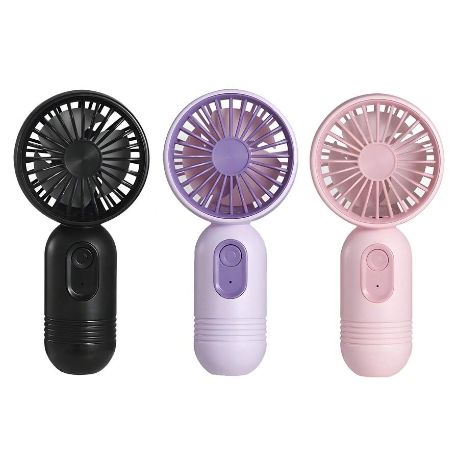 VanSmaGo Caming Fan Portable Mini Outdoor Fan Set [2/3/4/5/6/9/10 Pieces] Handheld Personal Small Fan With 3 Speed For Outdoor Travel, USB Rechargeable Battery Powered Durable Eyelash Fan, Multiple Colors - 3pcs-Black+Pink+Purple - 查看 1