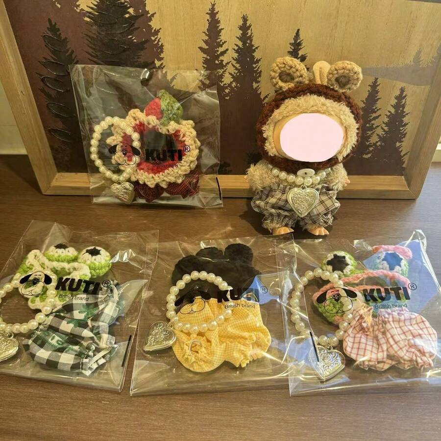 (Doll Clothes Only) Labobo Retro Style For Labubu Brown Knit Hat With ...