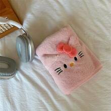 1/3件套Sanrio Kitty猫3件套浴巾套装 - 柔软珊瑚绒，包含干发帽和披肩巾，适合居家或宿舍使用。毛巾浴巾套装Hello Kitty浴室浴室浴室毛巾套装（浴巾、干发帽毛巾）