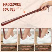 Nuevo Calzador de madera con largo, calzador de haya con correa de cuero, elevador de zapatos Flexible, cuernos de zapatos de madera largos y cómodos CB5L - XB312010-ZM0090A - Ver 7