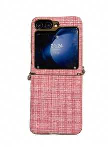 1 件时尚简约的网格编织图案，侧面带有钩子元素，可折叠手机壳带有保护轴，可保护和防止掉落：SamsungGalaxy Zflip 3/Zflip 4/Zflip 5/Zflip 6/Zflip 7/OPPO Find N3 Flip/OPO Find N2 Flip/Vivo X Flip/Honor Magic V Flip