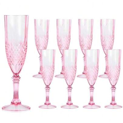 3/6/12pcs Tall Reusable Plastic Champagne Glasses, Plastic Wine Cups, Juice Glasses Suitable For Weddings, Bachelorette Parties, Events. Can Be Gifted To Moms, Sisters, Friends As Newlywed Presents