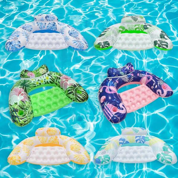 1 pieza Tumbona inflable con forma de hoja en U, adecuada para adultos para tomar el sol en verano, playa, fiesta en la piscina, sillón de ocio acuático