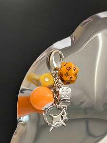 1 Móc khóa xúc xắc may mắn thủ công Unisex, Phụ kiện Y2k văn hóa phụ được cá nhân hóa, Mặt dây chuyền hình quả bóng bi-a số 8, Mặt dây chuyền túi xách - Màu vàng - Màu vàng - Xem 4