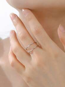 1 chiếc nhẫn may mắn hình chữ V bằng thép không gỉ cho nam/nữ - Chuỗi đơn giản - Xem 6